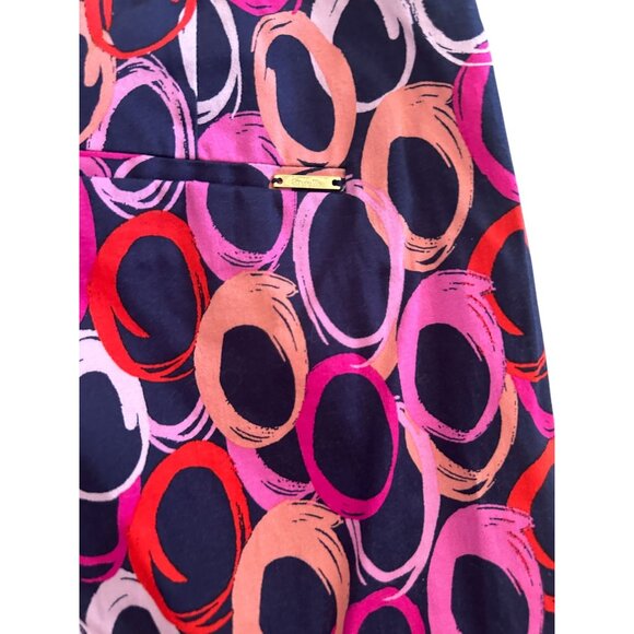 PAPAGALLO Multicolor Pink Navy Capri Pants Size 12 - Picture 10 of 10